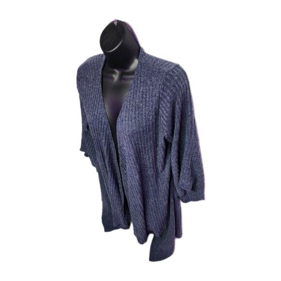 Relativity Women's XL Bell Sleeve Cardigan Blue Soft Knit Flowing Long Ribbed - Picture 8 of 10